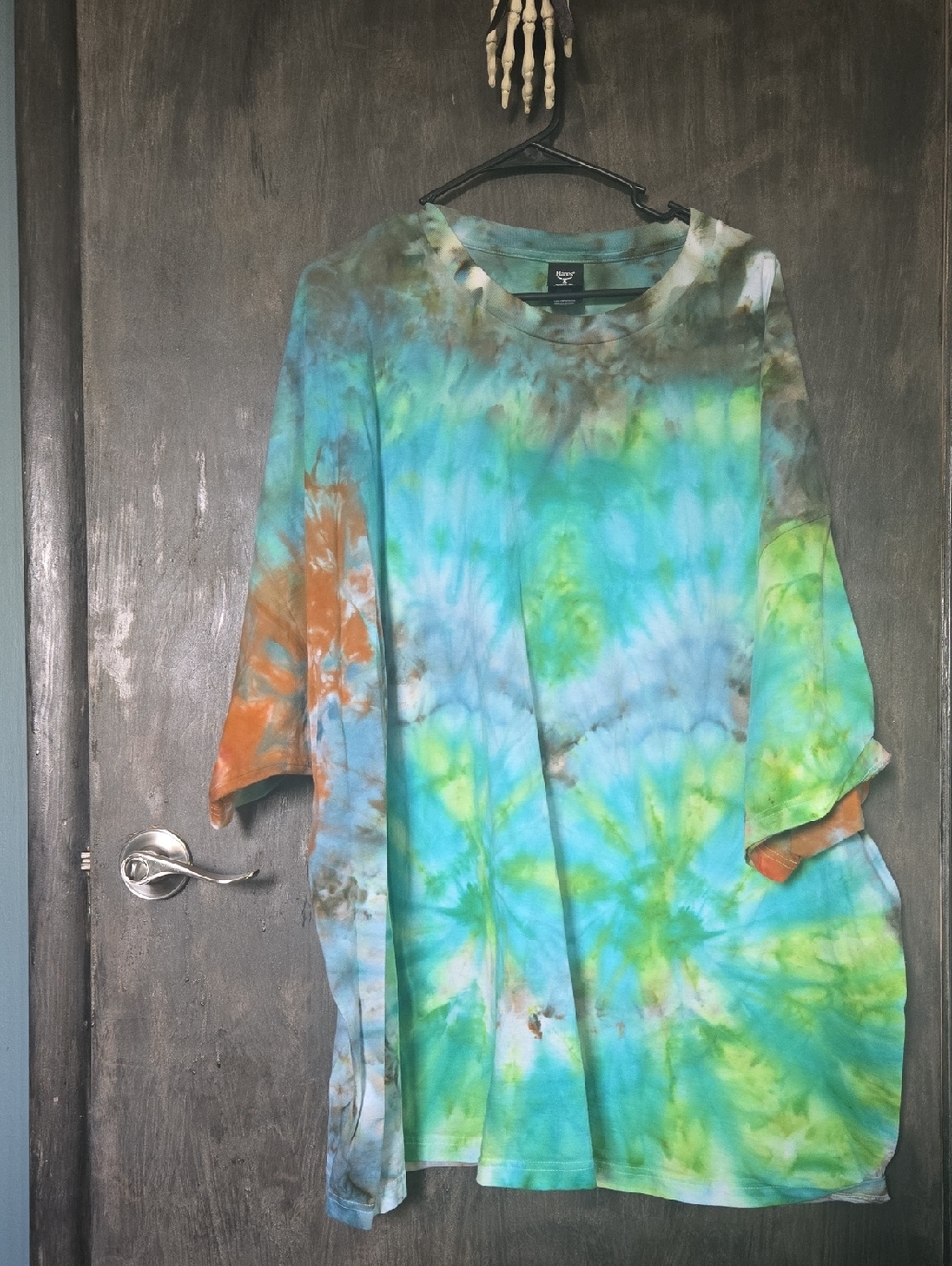 Tie-Dye Short Sleeve Tee in Turquoise, Lime & Orange